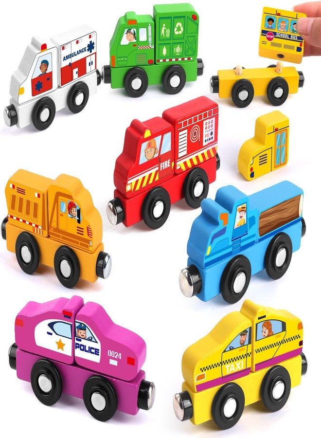 Helsort Wooden Magnetic Trains Cars - 8 Piece Educational and Skill-Building Wooden Toy for Boys and Girls Toys Train, Montessori Fine Motor Skills for Toddlers and Kids Ages 3+ - Image 1